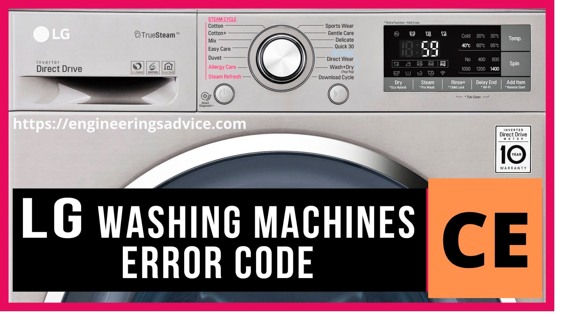 LG washing machine error code CE