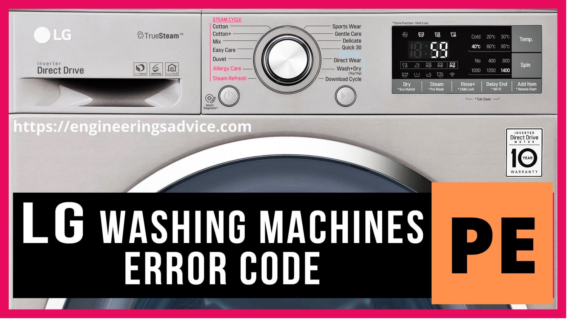 LG washing machine error code PE