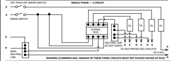 Rcd Circuits Connection Options, Clipsal Rcd Mcb Wiring Diagram